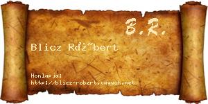 Blicz Róbert névjegykártya